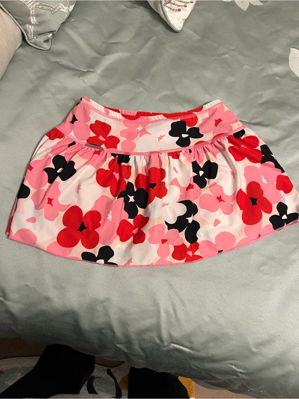 Coolibar Pink and Coral Floral Wavecatcher Swim Skort girls Medium